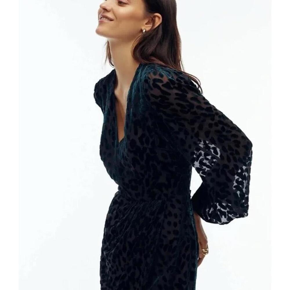 NWT Toccin NY $595 Doris Draped Mini Women's Size 8 Dress Leopard Print Teal - Picture 3 of 8